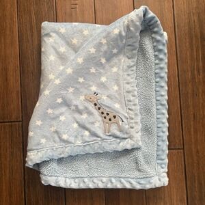 Child of Mine Carter's Giraffe Baby Blanket Blue White Stars Sherpa Lined